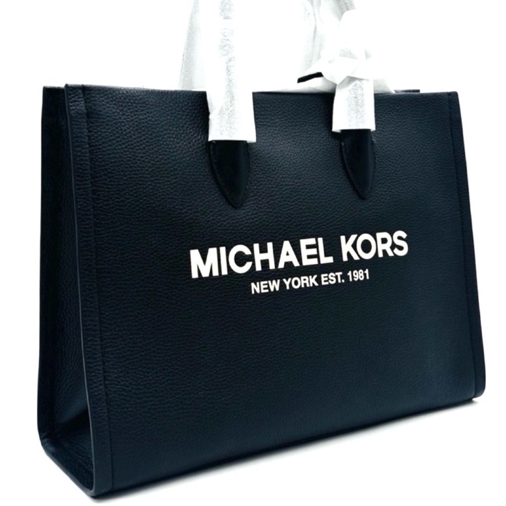 Michael Kors Medium Mirella Tote Bag Black Leather - Picture 1 of 12